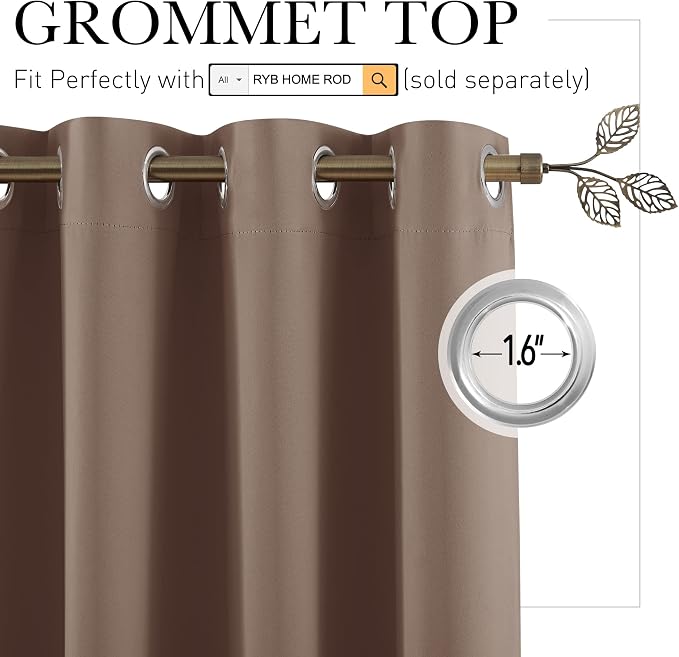 RYB HOME Partition Room Divider Curtains Blackout Privacy Seperating Space - Image 2