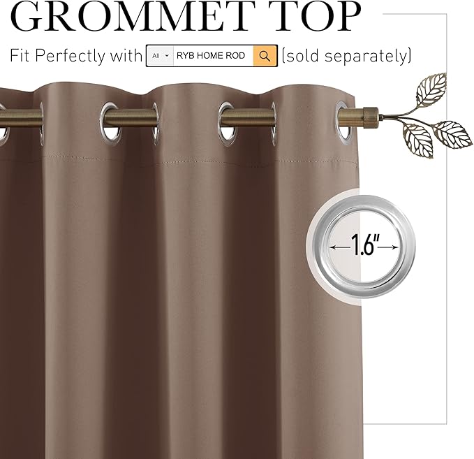 RYB HOME Extra Wide Curtains Room Divider, Privacy Partition Blackout Thermal - Image 2