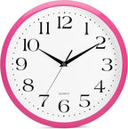 Bernhard Products Pink Wall Clock 12 inch Silent Non Ticking Battery Operated by BernhardProducts