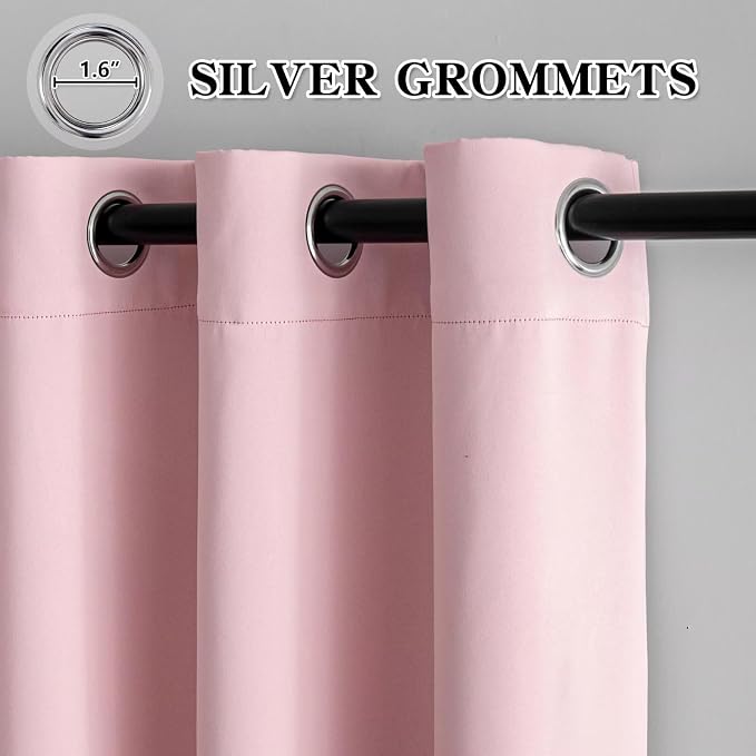 IGEMAEVE Blush Pink Curtains 108 Inch Length 2 Panels Set, Light Filtering - Image 3