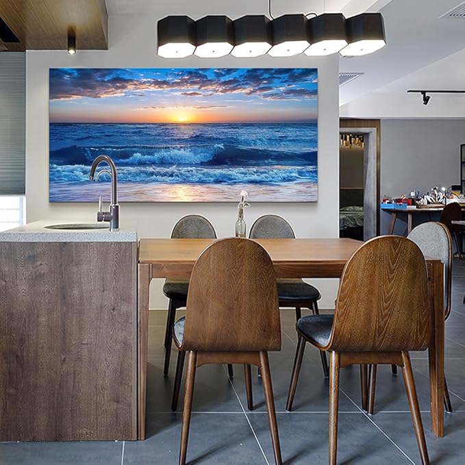 Wapluam Large Canvas Wall Art For Office Farmhouse Living Room Ocean Beach Wall - Image 4