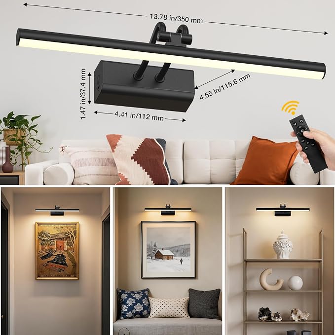 Battery Operated Wall Light for Living Room Picture Light for Wall Set of 2 - Image 2