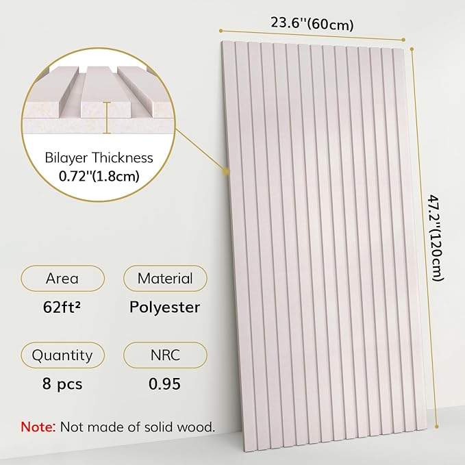 TONOR 8-Pack Bilayer Acoustic Panels Large Self-adhesive, 47.2'' * 23.6'' * - Image 2