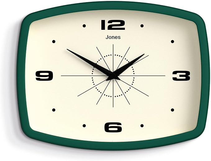 JONES CLOCKS® Movie wall Clock | Retro Rectangular Clock | 10 inch | Dark Green by JONESCLOCKS