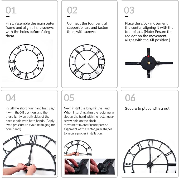48 Inch Large Wall Clock for Living Room Decor – Easy-Assembly Silent - Image 5