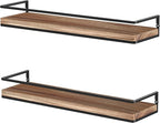 Meangood Floating Shelves Wall Mounted Set of 2, Rustic Wood Wall Storage - Image 9