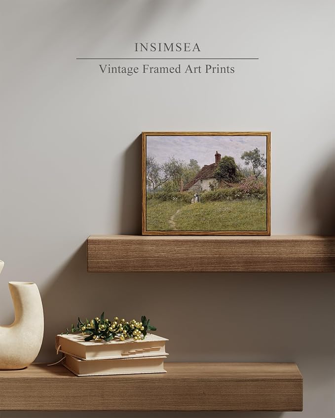 InSimSea Framed Canvas Wall Art Vintage Decor, Classical Landscape Watercolour - Image 2