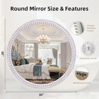 30 Inch Rustic Farmhouse Round Wood Mirror - Image 3
