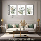 Bwodke Botanical Wall Art Plant Floral Watercolor Canvas Prints Set of 3 Framed - Image 2