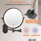 5000mAh Rechargeable Wall Mounted Lighted Makeup Vanity Mirror Double Sided 1X - Image 2