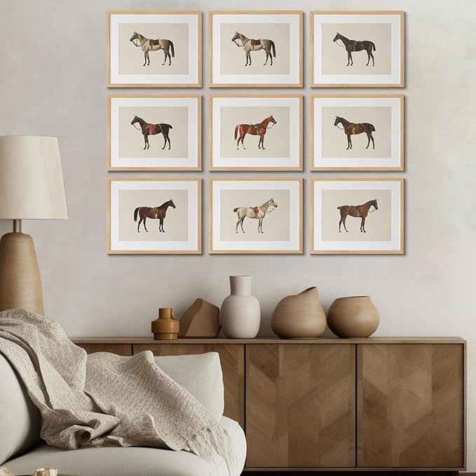 LOARTVE 9Pcs Vintage Horse Canvas Wall Art Posters, Farmhouse Horse Art Prints - Image 2