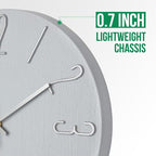 Wall Clock 12 Inch Silent Non-Ticking Imitation Wood Indoor Clock Round Gray - Image 4