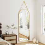 16"x48" Hanging Mirror with Leather Strap, Arched Full Length Mirror with by TinyTimes