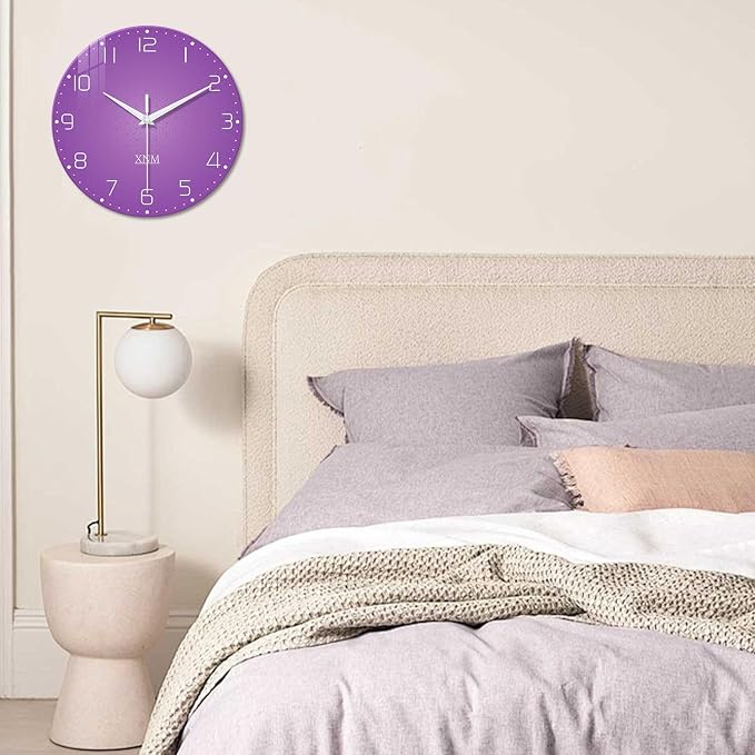 XNM Purple Wall Clock for Girls Bedroom Analog Simple Wall Clocks Battery - Image 4