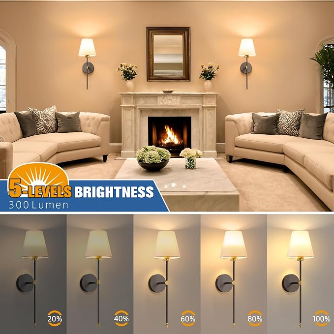 NIORSUN Battery Operated Wall Sconce Set of 2, 9 Colors Wireless Wall Lamps - Image 4