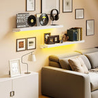 BAMEOS Floating Shelves with RGB LED, Wall Mounted Display Shelves Decoration - Image 6