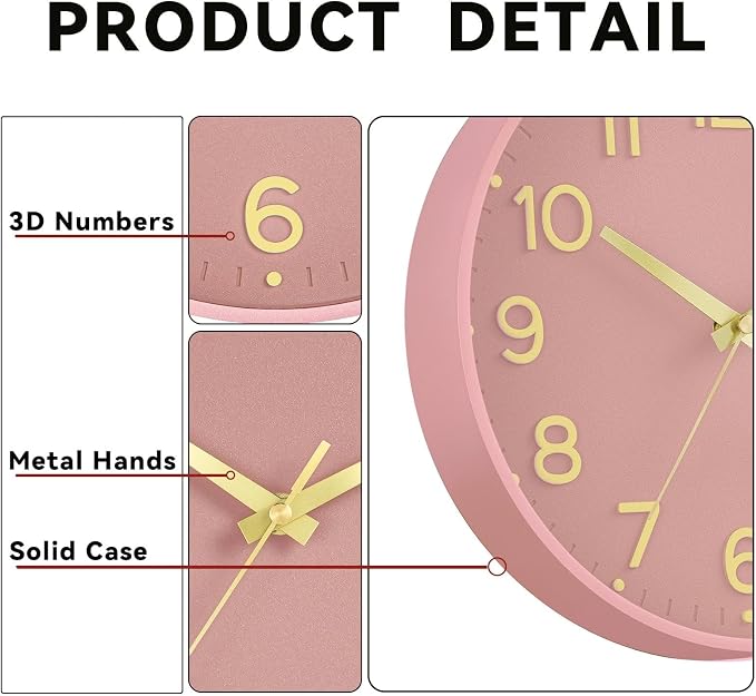 Roymnie Wall Clock 12 Inch Silent Wall Clocks Battery Operated-Modern Non - Image 6