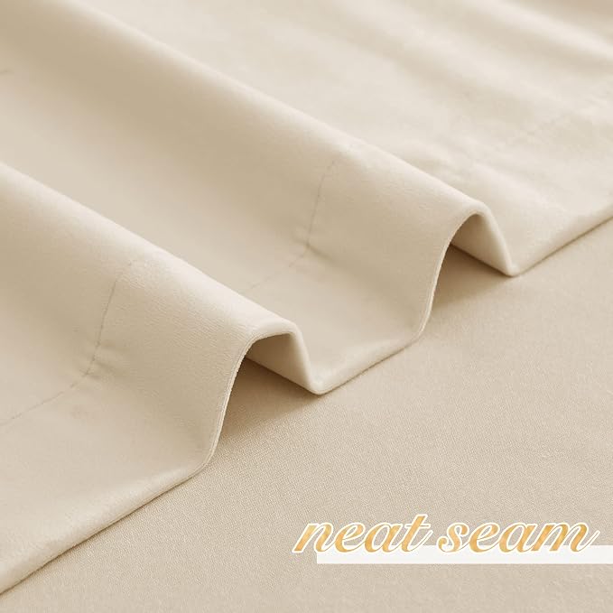 NICETOWN Beige Velvet Curtains 72 inches 2 Panels Set, Thermal Insulated Heavy - Image 5