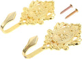 2Pcs Wall Hooks Gold Rose Pattern Carved Vintage Drapery Clothes Key Hook by Hicello