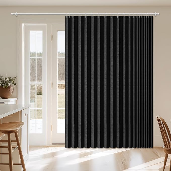 AJAZZ Blackout Accordion Door Curtain 98"x106" Black by AJAZZ