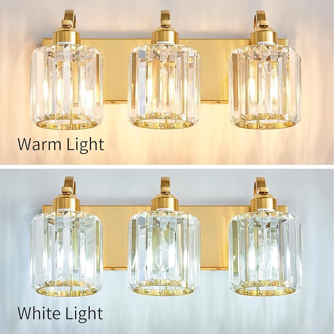 3-Light Gold Bathroom Light Fixtures, Modern Bathroom Vanity Lights Fixture - Image 6