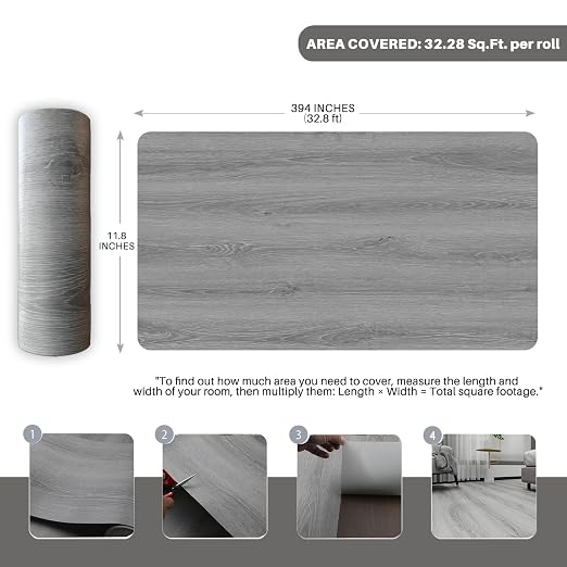 Wood Grain Peel and Stick Floor Tiles – 11.8” Width, Full Roll Length of 394" – - Image 2