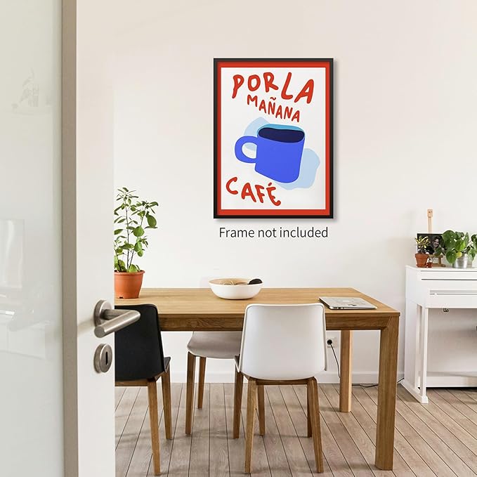 PDFI Kitchen Wall Art Por La Mañana Cafe Print Vintage Coffee Artwork Pictures - Image 6