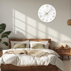 Large White Marble Wall Clocks Battery Operated 20 Inch Modern Analog Glass - Image 3