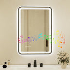 20x28 Inch Black Framed LED Bathroom Mirror by Unknown