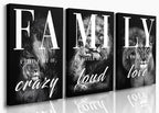 GUBIYU Black Gray Animal Wall Art Set of 3 Lion Prints by GUBIYU