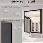 Amorho Bathroom Mirror Black, 28x32 Inch Thick Metal Framed Wall Mirrors - Image 4
