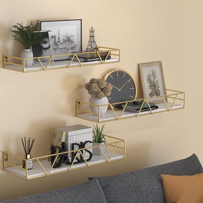 Amaoot Floating Shelves Set of 3, Home Wood Wall Shelf, Farmhouse Shelf - Image 2