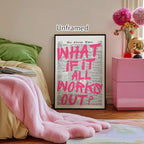Pink What If It All Works Out Quote Poster, Vintage Black White Newspaper - Image 5
