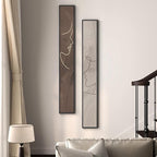 Long Narrow Framed Neutral Abstract Vertical Wall Art Set, 2 Piece Modern - Image 2