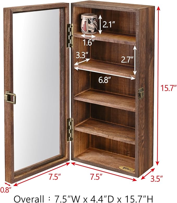 Ikee Design Wall Mounted Wooden Collectible Display Case 5 Shelf Display - Image 2