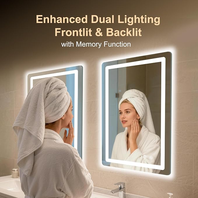 LED Bathroom Mirror, Smart Anti-Fog, Stepless Dimmable - Image 3