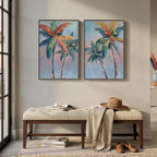 Framed Coastal Colorful Palm Tree Wall Art Bedroom, Pop Art Paintings Prints - Image 8