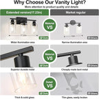 MOKATNG 3-Light Bathroom Light Fixtures, Vanity Light - Image 3