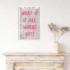 What If It All Works Out Poster Retro Newspaper Pink Font Canvas Wall Art - Image 6