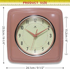 Infinity Instruments Square Retro Wall Clock, Terracotta - Image 7