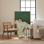 Framed Woman Bedroom Wall Art, Large Cozy Woman Canvas Painting - Image 3
