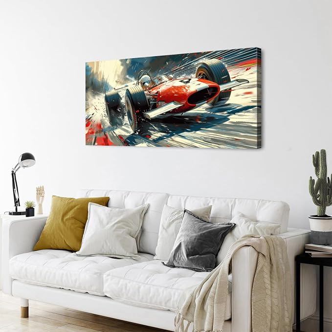 Abstract Race Car Wall Art Vintage Formula Racing Canvas Painting Car Posters - Image 6