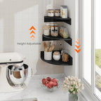 Homode Corner Floating Shelves, 3 Tier Wooden Hanging Corner Storage Shelf - Image 6