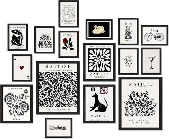 ANERZA 16 PCS Black and White Wall Art Decor, Matisse Abstract Gallery Wall by ANERZA