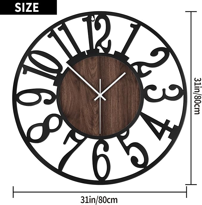 LEIKE Extra Large Wall Clocks, Silent Little Ticking, Battery Operated Vintage - Image 5