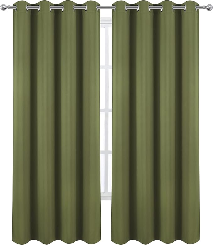 LEMOMO Blackout Curtains 66 x 95 inch/Olive Green Curtains Set of 2 - Image 2