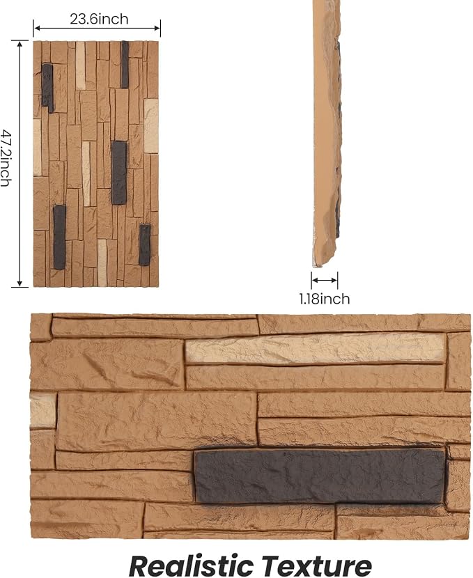 OUZUGIE 4 PCS Faux Stone Wall Panel 47.2’’ x 23.6’’ Interior Exterior Wall - Image 3