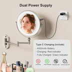 IMIKONA 9" Wall Mounted Lighted Makeup Mirror, 4000mAh Rechargeable Double - Image 4