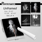 NCYEL 4Pcs Black and White Ballet Wall Art Girl Dancing Canvas Prints Elegant - Image 2