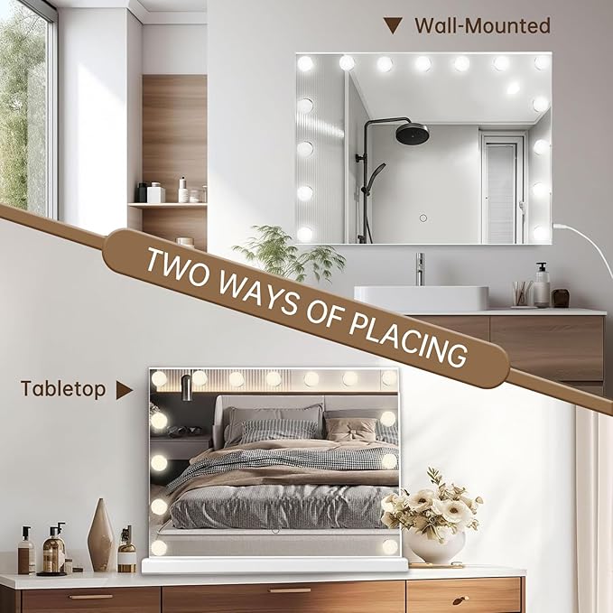 Hollywood Vanity Mirror with Lights, 15 Led Bulbs, 3 Lighting Modes - Image 5